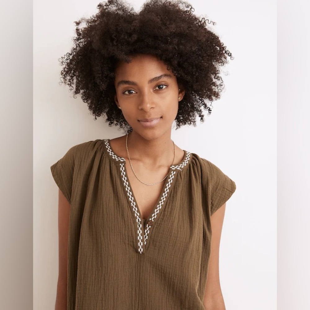 NWOT Madewell Embroidered Lightestspun Cover-Up Tunic - Orange - Medium - Picture 11 of 11